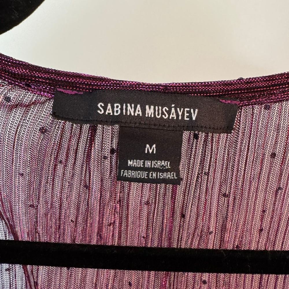 Sabina Musayev Felicie Shimmery Long-Sleeve Mini Dress Size M - Picture 4 of 4